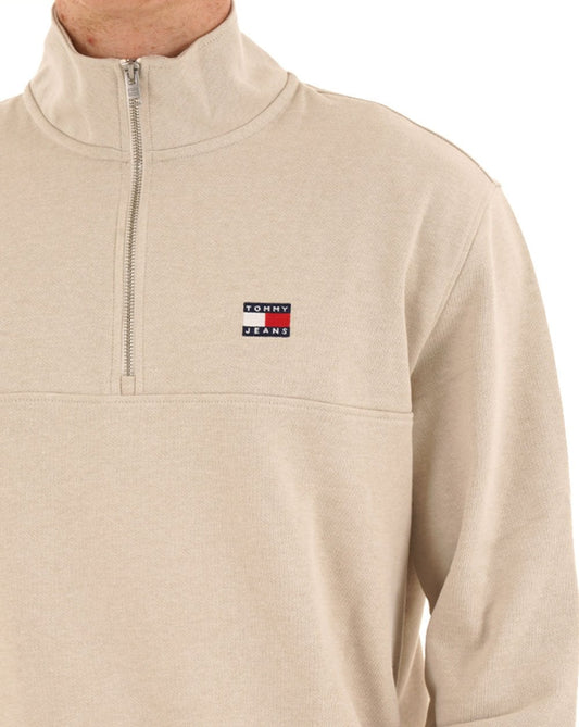 Tommy Hilfiger Tommy Jeans Badge 1/4 Zip Sweater Ancient White