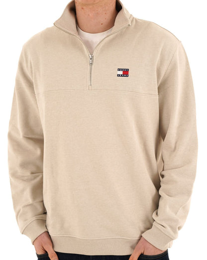 Tommy Jeans Badge 1/4 Zip Sweater Ancient White