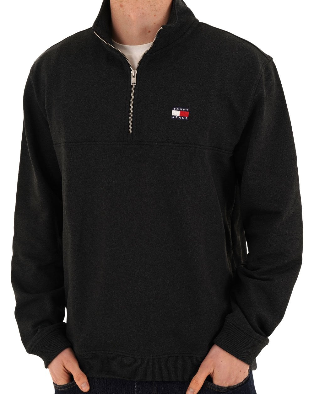 Tommy Jeans Badge 1/4 Zip Sweater Black