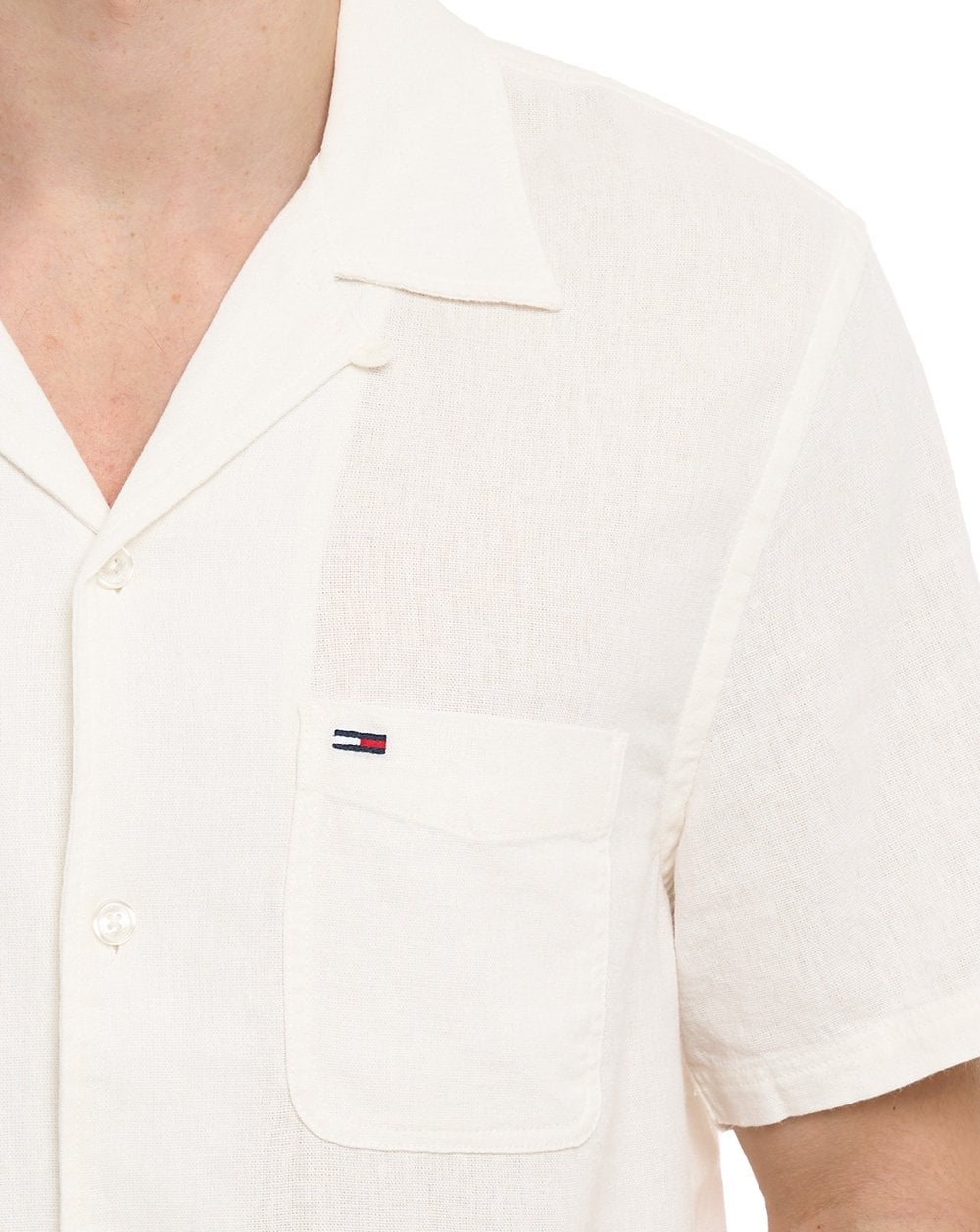 Tommy Jeans Camp Collar Linen Shirt Ecru