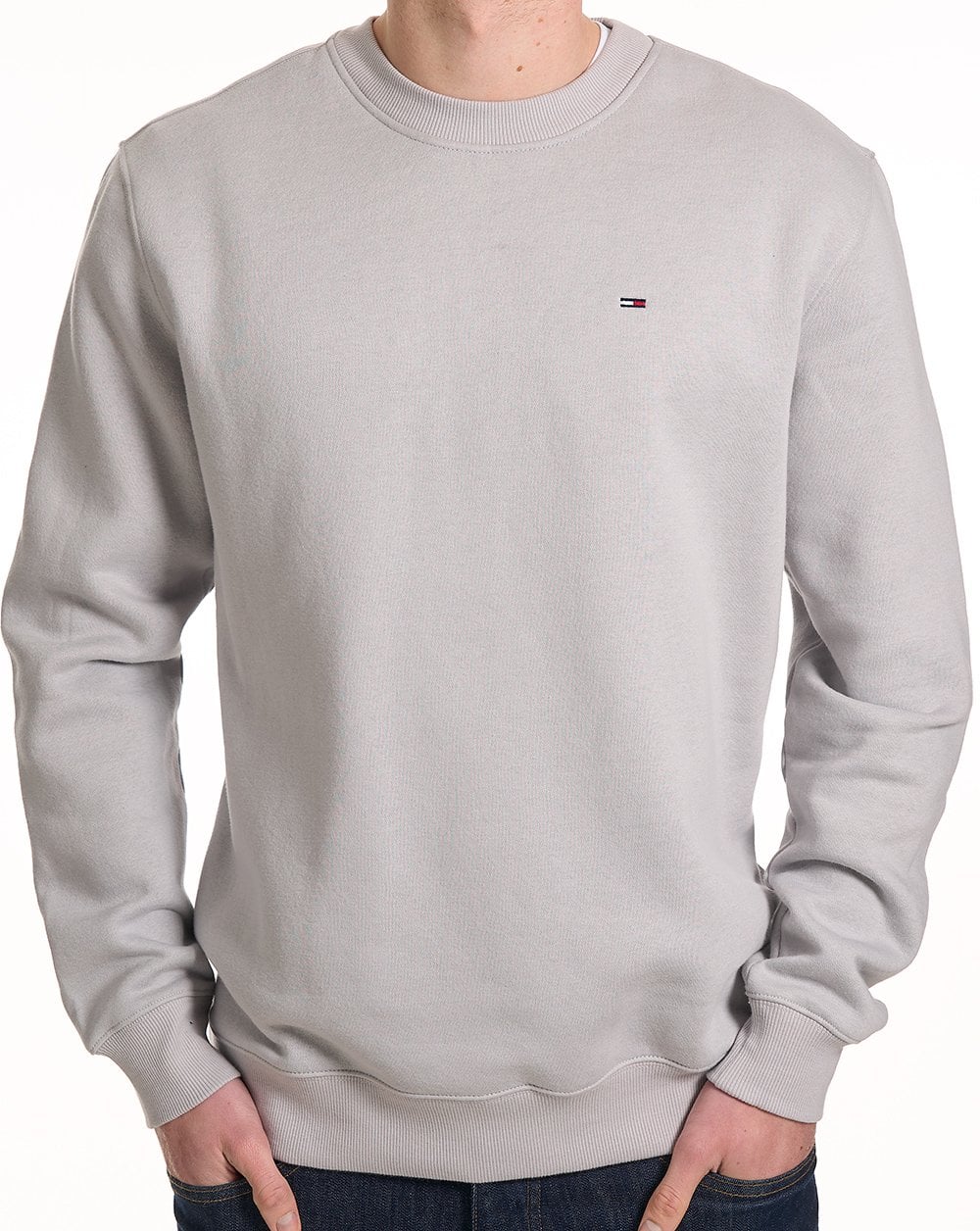 Tommy Jeans Flag Crew Sweatshirt Hellgrau