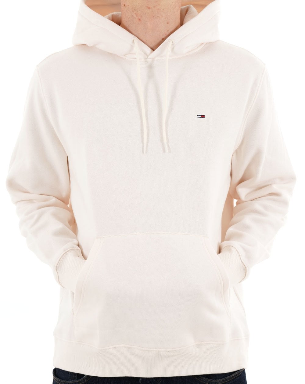 Tommy Jeans Hoodie mit Flaggenaufnäher, Antikweiß