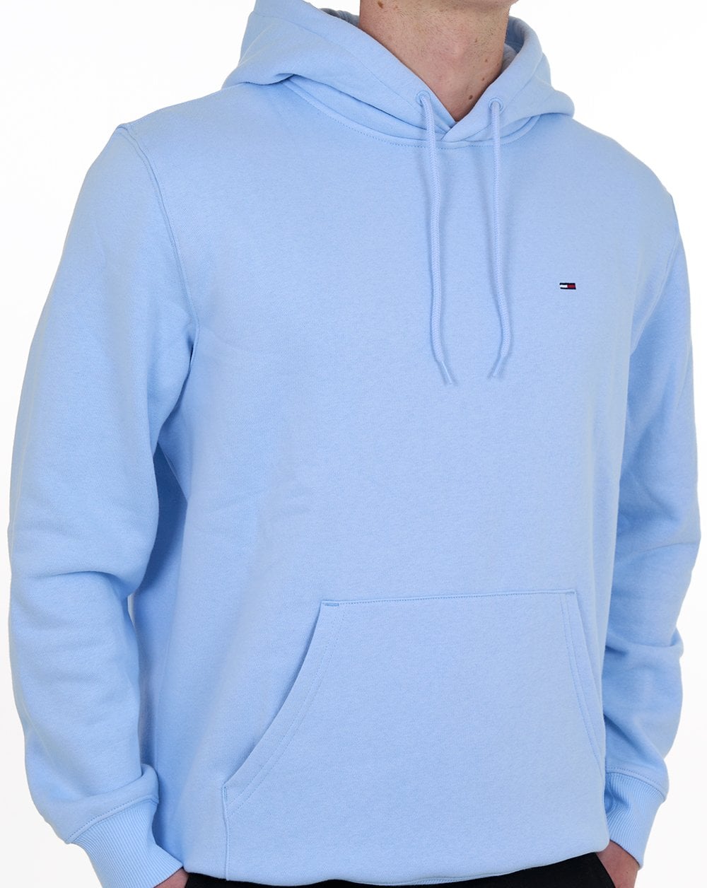 Tommy Jeans Hoodie mit Flaggenaufnäher, hellblau