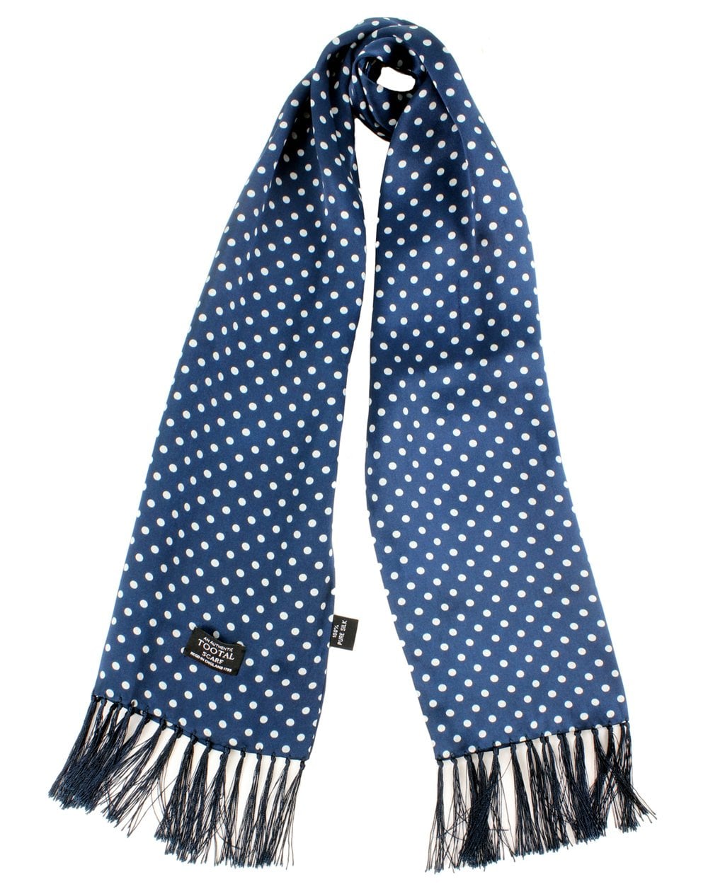 Tootal Navy Blue Large Polka Dot Print Silk Scarf