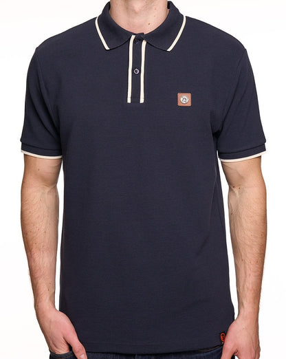 Trojan Poloshirt mit osmanischem Streifenbesatz, Marineblau