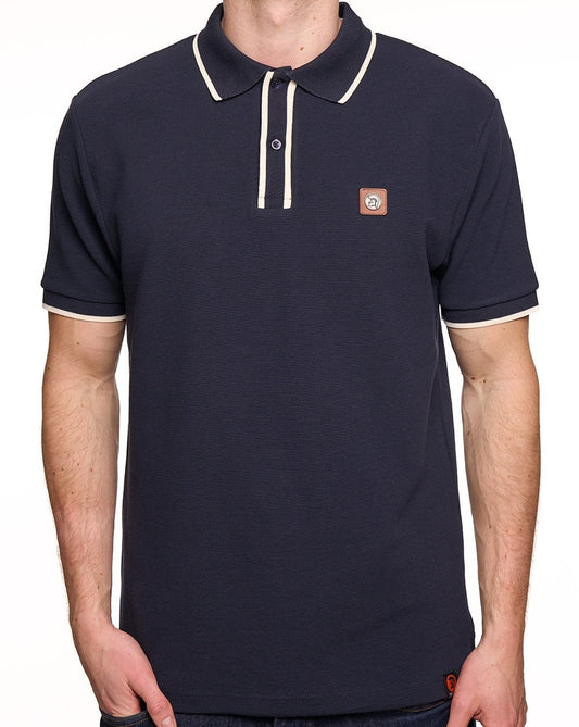 Trojan Trojan Poloshirt mit osmanischem Streifenbesatz, Marineblau