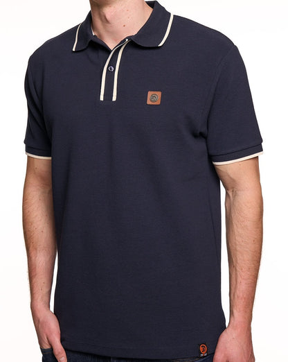Trojan Poloshirt mit osmanischem Streifenbesatz, Marineblau