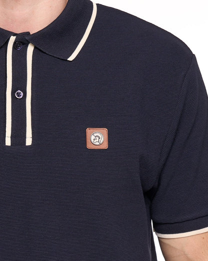 Trojan Poloshirt mit osmanischem Streifenbesatz, Marineblau