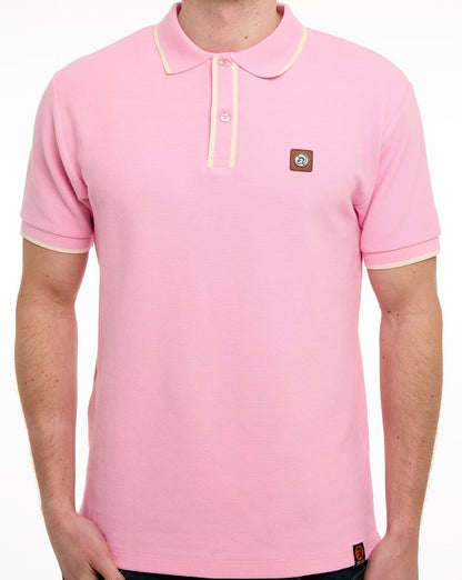 Trojan Ottoman Poloshirt mit Streifenbesatz, rosa