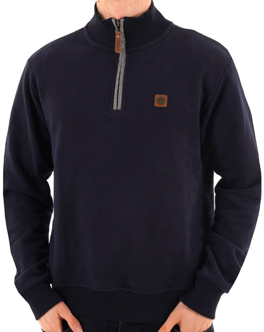 Trojan Trojan Quarter Zip Trim Sweatshirt Navy