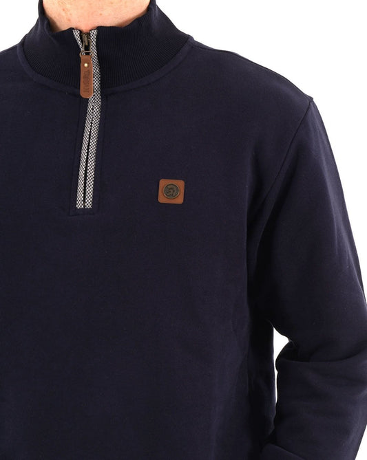 Trojan Trojan Quarter Zip Trim Sweatshirt Navy