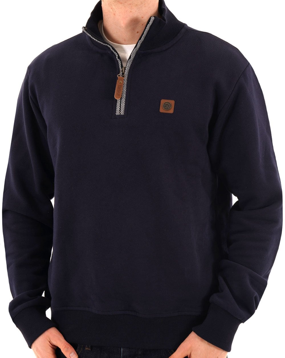 Trojan Quarter Zip Trim Sweat Navy