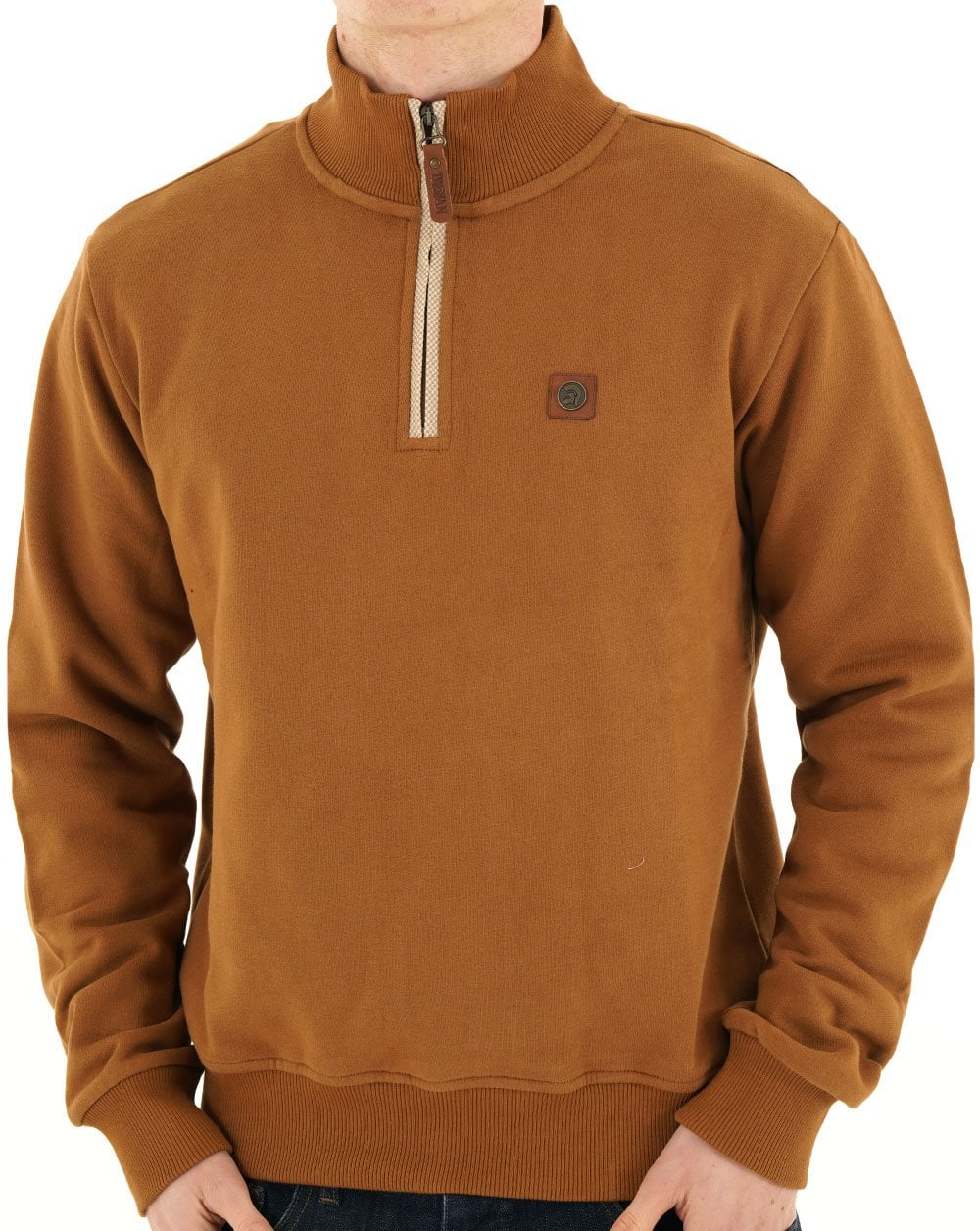 Trojan Quarter Zip Trim Sweat Tan