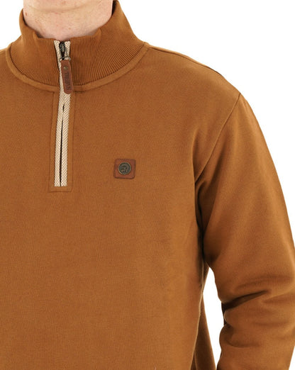 Trojan Quarter Zip Trim Sweat Tan