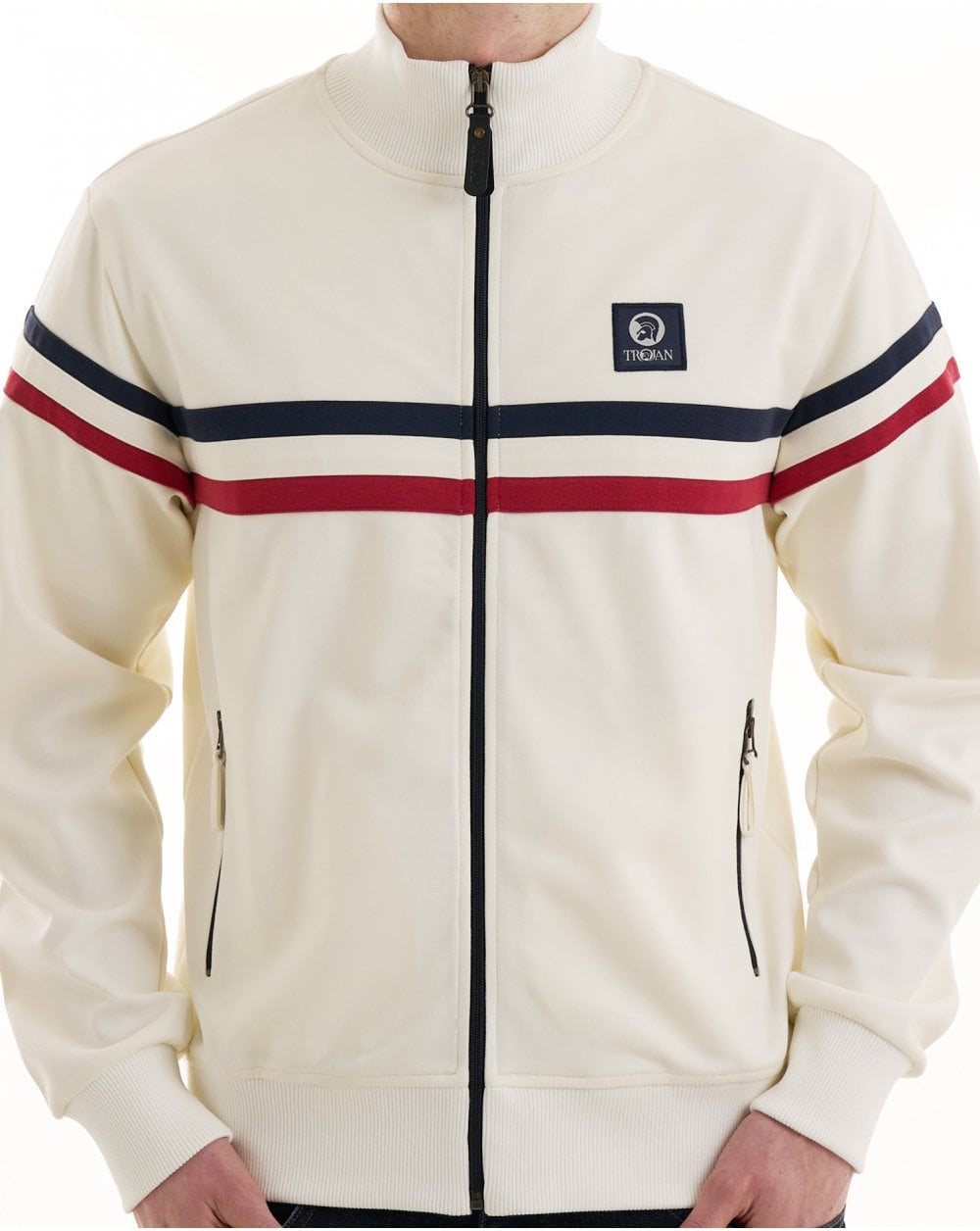 Trojan Retro Stripe Trainingsjacke Ecru