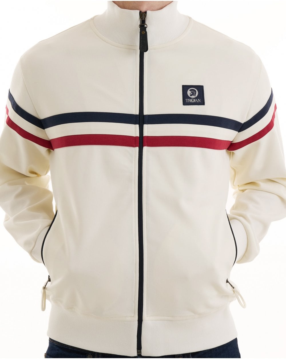 Trojan Retro Stripe Track Top Ecru