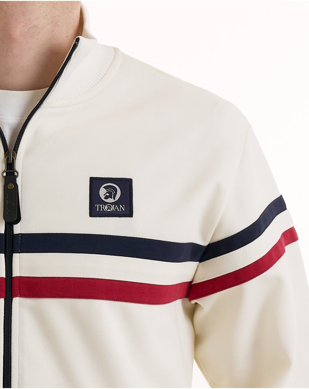 Trojan Retro Stripe Track Top Ecru